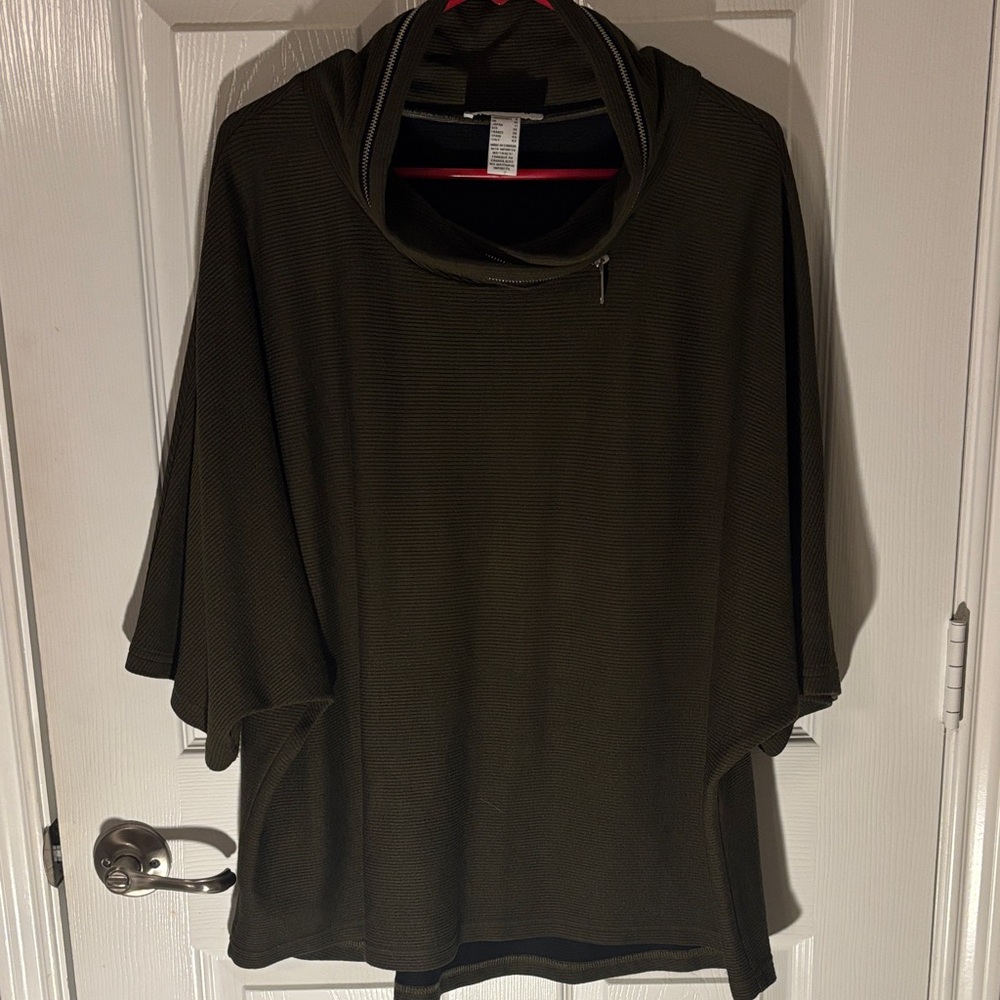 Dark Olive Top with Cowl Neck Size 8